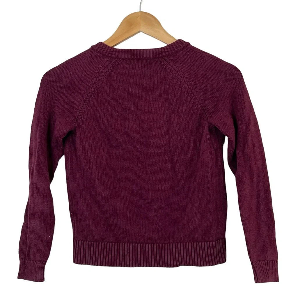 Lands’ End | Burgundy knit uniform zip font sweater size small